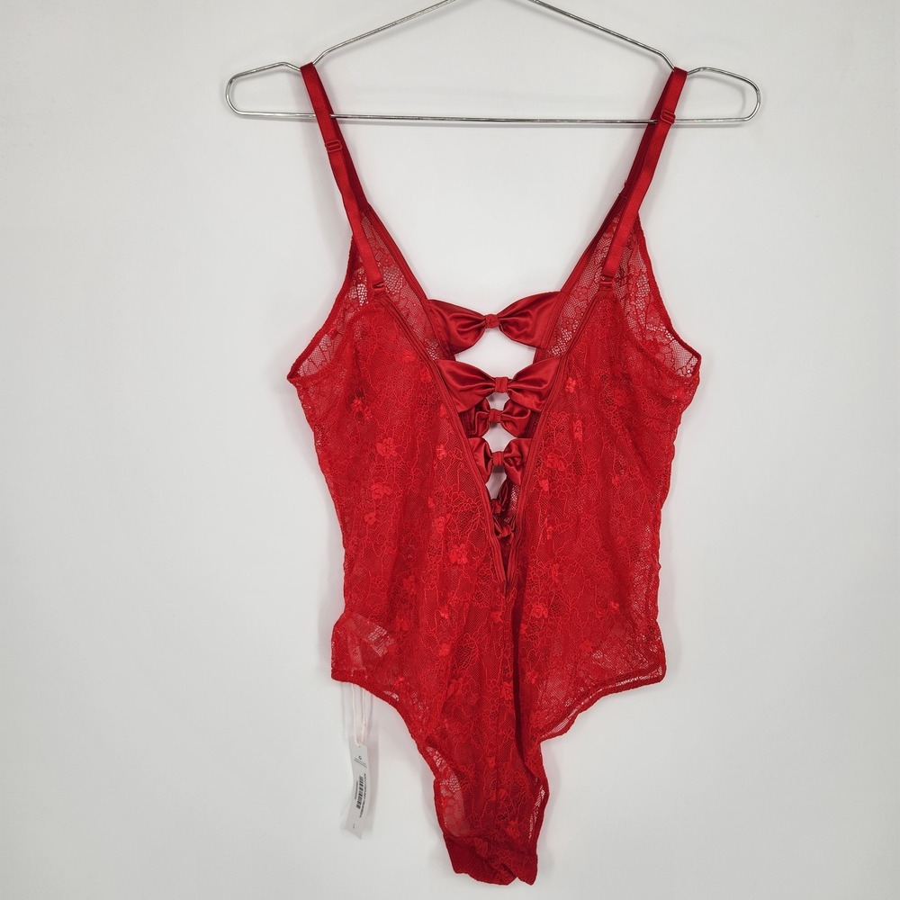 Adore Me Size L Red Nelle Bodysuit NWT
